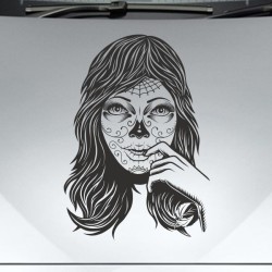 Aufkleber Sugar Skull Lady Catrina Tag der Toten mexianischer Feiertag Dia de los Muertos Ehre Feiere das Gedenken der Toten