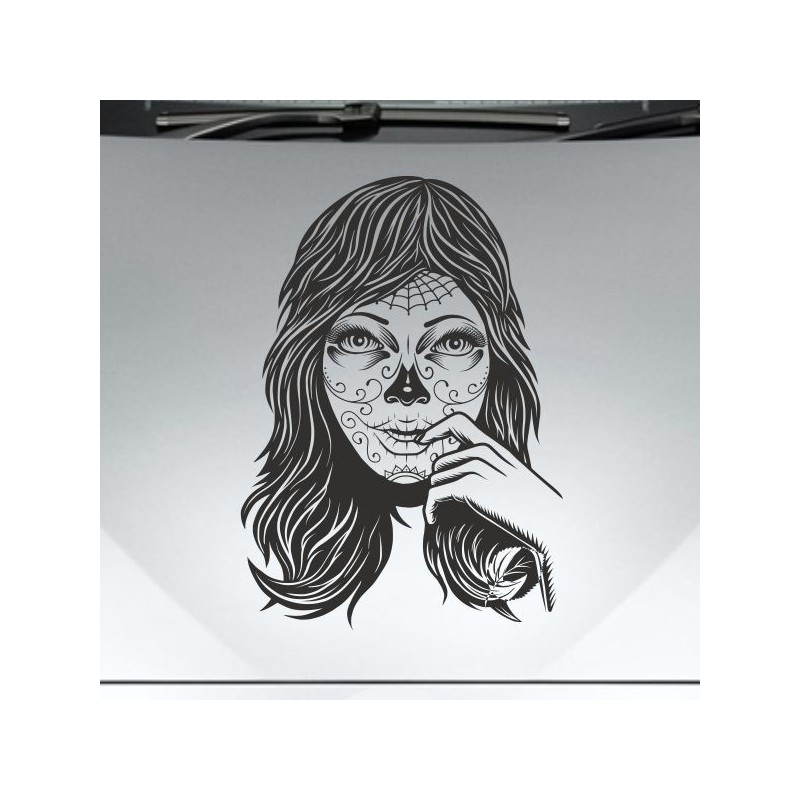 Aufkleber Sugar Skull Lady Catrina Tag der Toten mexianischer Feiertag Dia de los Muertos Ehre Feiere das Gedenken der Toten