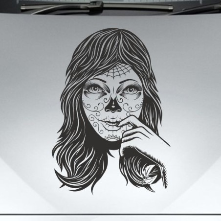 Aufkleber Sugar Skull Lady Catrina Tag der Toten mexianischer Feiertag Dia de los Muertos Ehre Feiere das Gedenken der Toten