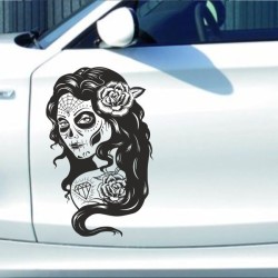Aufkleber Sugar Skull Lady Catrina Tag der Toten mexianischer Feiertag Dia de los Muertos Ehre Feiere das Gedenken der Toten