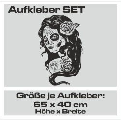 Aufkleber Sugar Skull Lady Catrina Tag der Toten mexianischer Feiertag Dia de los Muertos Ehre Feiere das Gedenken der Toten