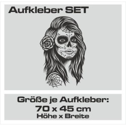 Aufkleber Sugar Skull Lady Catrina Tag der Toten mexianischer Feiertag Dia de los Muertos Ehre Feiere das Gedenken der Toten