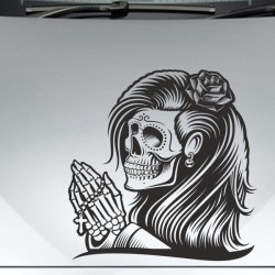 Aufkleber Sugar Skull Lady Catrina Tag der Toten mexianischer Feiertag Dia de los Muertos Ehre Feiere das Gedenken der Toten