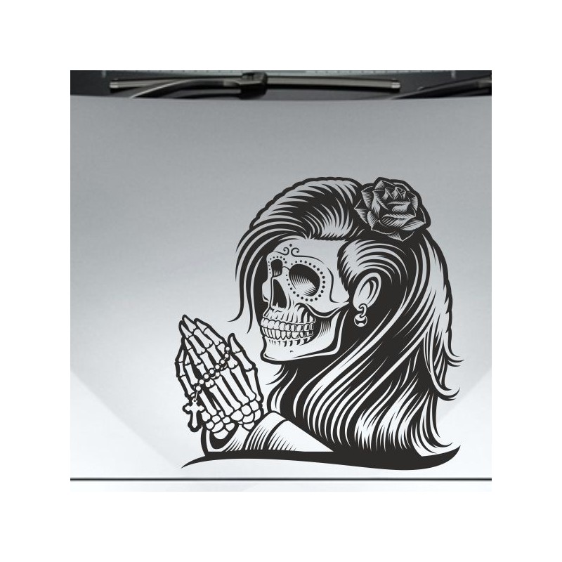 Aufkleber Sugar Skull Lady Catrina Tag der Toten mexianischer Feiertag Dia de los Muertos Ehre Feiere das Gedenken der Toten