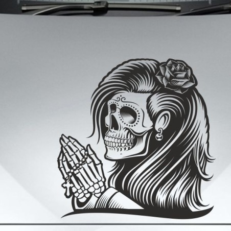 Aufkleber Sugar Skull Lady Catrina Tag der Toten mexianischer Feiertag Dia de los Muertos Ehre Feiere das Gedenken der Toten
