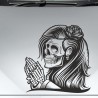 Aufkleber Sugar Skull Lady Catrina Tag der Toten mexianischer Feiertag Dia de los Muertos Ehre Feiere das Gedenken der Toten