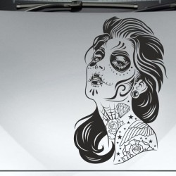Aufkleber Sugar Skull Lady Catrina Tag der Toten mexianischer Feiertag Dia de los Muertos Ehre Feiere das Gedenken der Toten