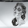 Aufkleber Sugar Skull Lady Catrina Tag der Toten mexianischer Feiertag Dia de los Muertos Ehre Feiere das Gedenken der Toten