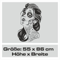 Aufkleber Sugar Skull Lady Catrina Tag der Toten mexianischer Feiertag Dia de los Muertos Ehre Feiere das Gedenken der Toten