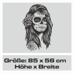 Aufkleber Sugar Skull Lady Catrina Tag der Toten mexianischer Feiertag Dia de los Muertos Ehre Feiere das Gedenken der Toten