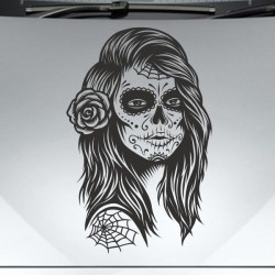 Aufkleber Sugar Skull Lady Catrina Tag der Toten mexianischer Feiertag Dia de los Muertos Ehre Feiere das Gedenken der Toten