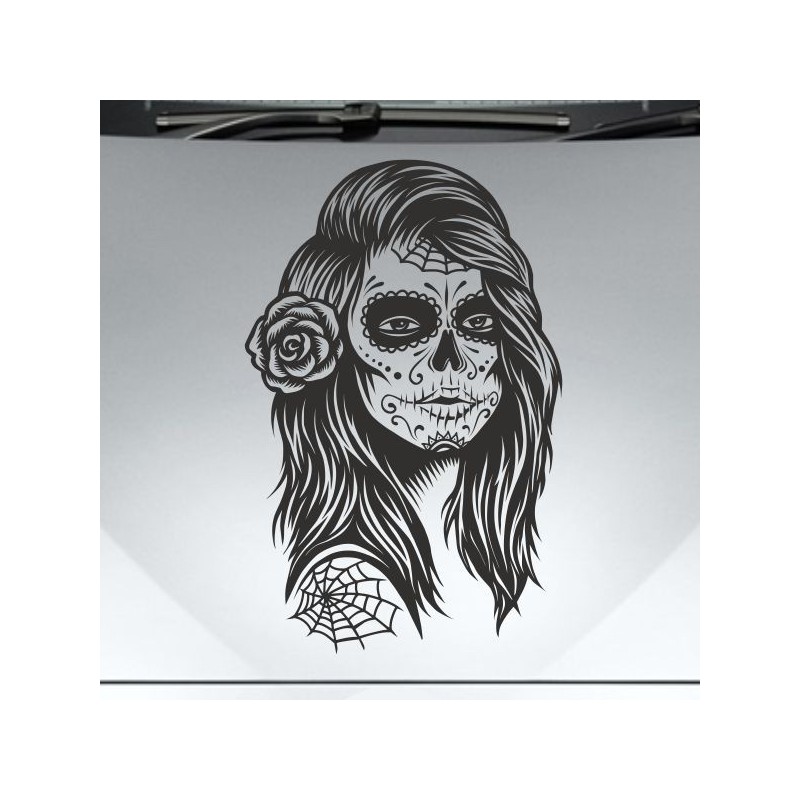 Aufkleber Sugar Skull Lady Catrina Tag der Toten mexianischer Feiertag Dia de los Muertos Ehre Feiere das Gedenken der Toten