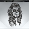 Aufkleber Sugar Skull Lady Catrina Tag der Toten mexianischer Feiertag Dia de los Muertos Ehre Feiere das Gedenken der Toten