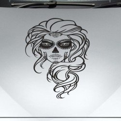 Aufkleber Sugar Skull Lady Catrina Tag der Toten mexianischer Feiertag Dia de los Muertos Ehre Feiere das Gedenken der Toten