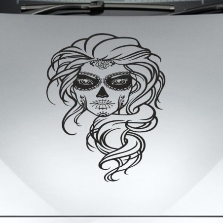 Aufkleber Sugar Skull Lady Catrina Tag der Toten mexianischer Feiertag Dia de los Muertos Ehre Feiere das Gedenken der Toten