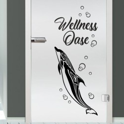 Aufkleber Glas Dekor Fenster Dusche Duschkabine Glas Tür Glastür Schaufenster Beschriftung Spa Wellness Meer Delphin Rose Wasser