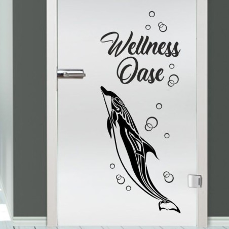 Aufkleber Glas Dekor Fenster Dusche Duschkabine Glas Tür Glastür Schaufenster Beschriftung Spa Wellness Meer Delphin Rose Wasser