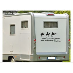 Wohnmobil Aufkleber WOMA  Wohnwagen Caravan Camper Woma Reise Erben Leben Sterben Kamele Safari