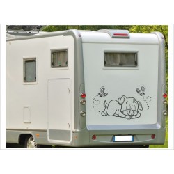 Wohnmobil Wohnwagen Caravan Camper WOMA schlafender Wachhund Hündchen Hund