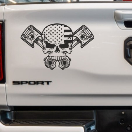 Aufkleber Pick UP Dodge Gelände Offroad Widder RAM Dekor Streifen Amerikanische Flagge Amerika BIG WHEEL Viper