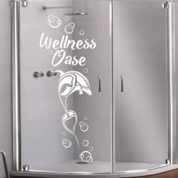 Aufkleber Glas Dekor Fenster Dusche Duschkabine Glas Tür Glastür Schaufenster Beschriftung Spa Wellness Meer Delphin Rose Wasser