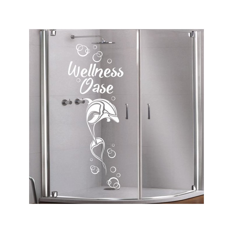 Aufkleber Glas Dekor Fenster Dusche Duschkabine Glas Tür Glastür Schaufenster Beschriftung Spa Wellness Meer Delphin Rose Wasser