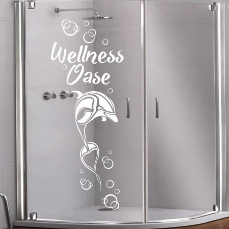 Aufkleber Glas Dekor Fenster Dusche Duschkabine Glas Tür Glastür Schaufenster Beschriftung Spa Wellness Meer Delphin Rose Wasser