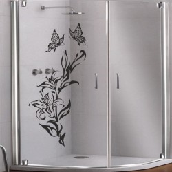 Aufkleber Glas Dekor Fenster Dusche Duschkabine Glas Tür Glastür Schaufenster Beschriftung Spa Wellness Meer Delphin Rose Wasser