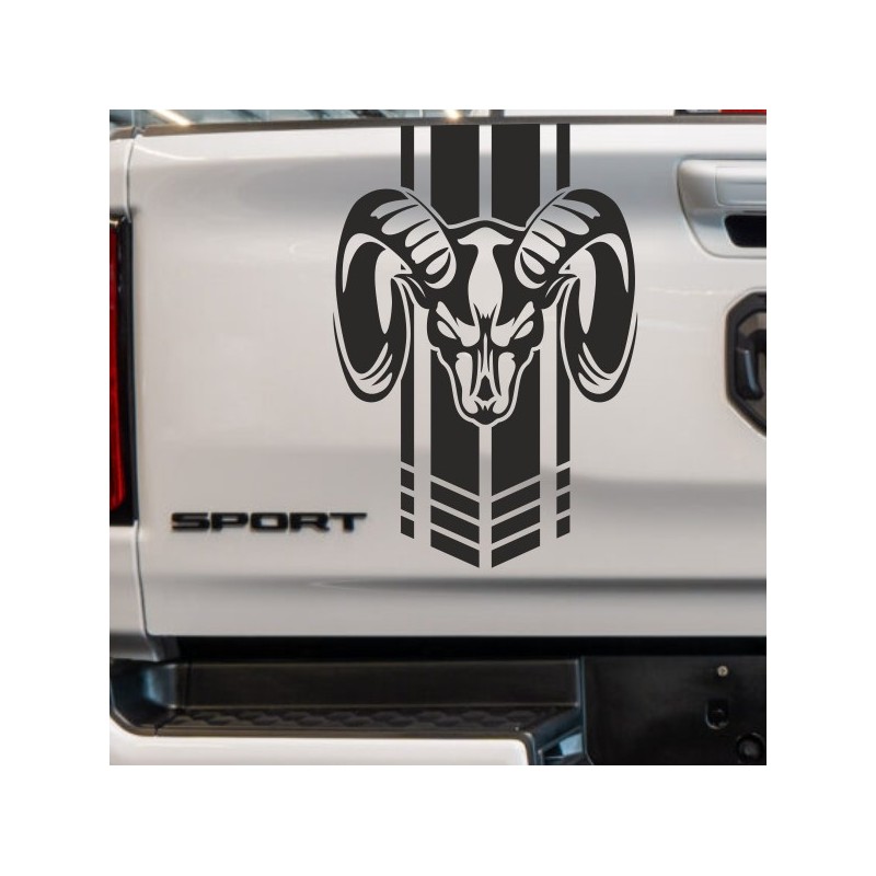 Aufkleber Pick UP Dodge Gelände Offroad Widder RAM Dekor Streifen Amerikanische Flagge Amerika BIG WHEEL Viper