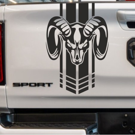 Aufkleber Pick UP Dodge Gelände Offroad Widder RAM Dekor Streifen Amerikanische Flagge Amerika BIG WHEEL Viper