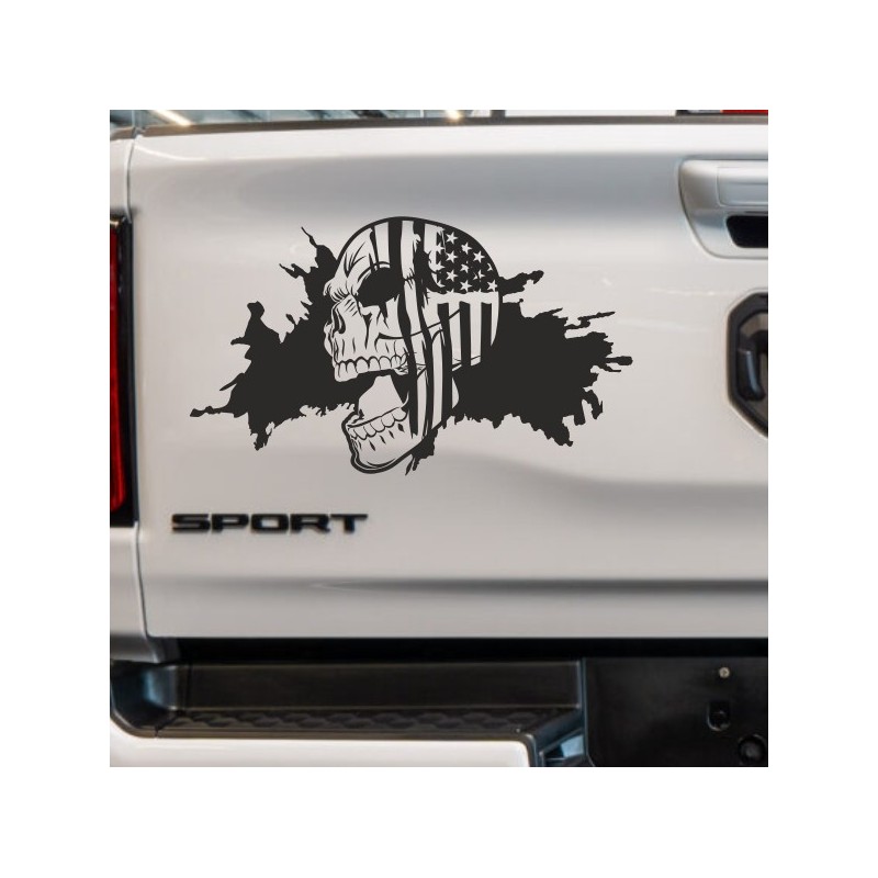 Aufkleber Pick UP Dodge Gelände Offroad Widder RAM Dekor Streifen Amerikanische Flagge Amerika BIG WHEEL Viper