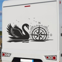 Aufkleber Wohnmobil Wohnwagen Reise Camping Auto Reisemobil Möwe Meer Kompass Globus Strand Palme Urlaub Spruch Familie Zuhause