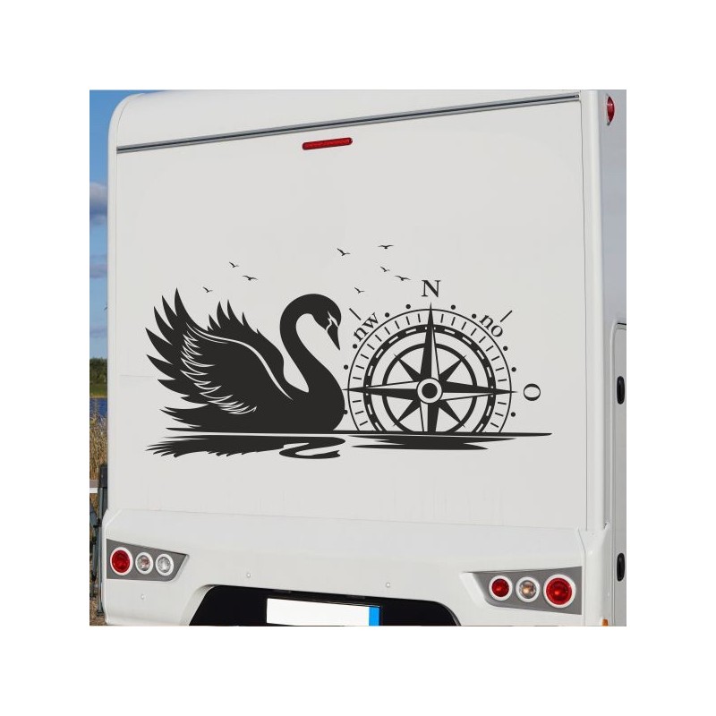 Aufkleber Wohnmobil Wohnwagen Reise Camping Auto Reisemobil Möwe Meer Kompass Globus Strand Palme Urlaub Spruch Familie Zuhause