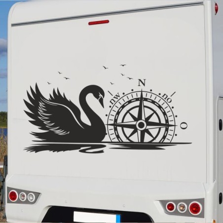 Aufkleber Wohnmobil Wohnwagen Reise Camping Auto Reisemobil Möwe Meer Kompass Globus Strand Palme Urlaub Spruch Familie Zuhause