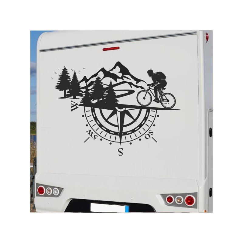 Aufkleber Wohnmobil Wohnwagen Reise Camping Auto Reisemobil Möwe Meer Kompass Globus Strand Palme Urlaub Spruch Familie Zuhause