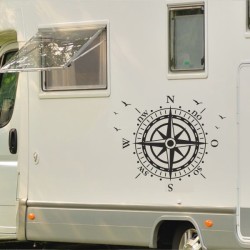 Aufkleber Wohnmobil Wohnwagen Reise Camping Auto Reisemobil Möwe Meer Kompass Globus Strand Palme Urlaub Spruch Familie Zuhause