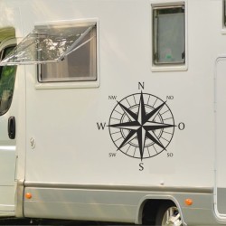 Aufkleber Wohnmobil Wohnwagen Reise Camping Auto Reisemobil Möwe Meer Kompass Globus Strand Palme Urlaub Spruch Familie Zuhause