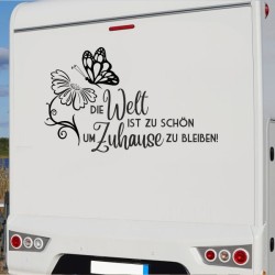 Aufkleber Wohnmobil Wohnwagen Reise Camping Auto Reisemobil Möwe Meer Kompass Globus Strand Palme Urlaub Spruch Familie Zuhause