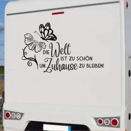 Aufkleber Wohnmobil Wohnwagen Reise Camping Auto Reisemobil Möwe Meer Kompass Globus Strand Palme Urlaub Spruch Familie Zuhause