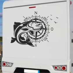 Aufkleber Wohnmobil Wohnwagen Reise Camping Auto Reisemobil Möwe Meer Kompass Globus Strand Palme Urlaub Spruch Familie Zuhause