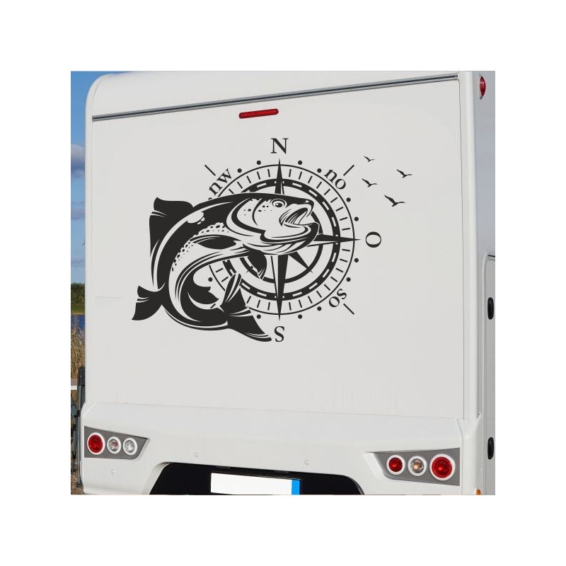 Aufkleber Wohnmobil Wohnwagen Reise Camping Auto Reisemobil Möwe Meer Kompass Globus Strand Palme Urlaub Spruch Familie Zuhause