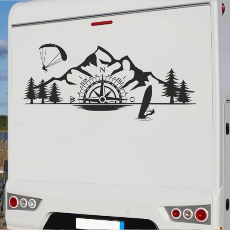 Aufkleber Wohnmobil Wohnwagen Reise Camping Auto Reisemobil Möwe Meer Kompass Globus Strand Palme Urlaub Spruch Familie Zuhause