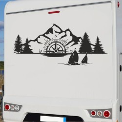 Aufkleber Wohnmobil Wohnwagen Reise Camping Auto Reisemobil Möwe Meer Kompass Globus Strand Palme Urlaub Spruch Familie Zuhause