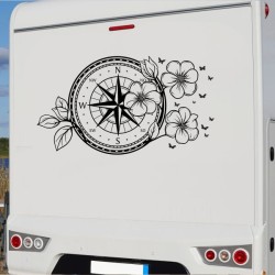 Aufkleber Wohnmobil Wohnwagen Reise Camping Auto Reisemobil Möwe Meer Kompass Globus Strand Palme Urlaub Spruch Familie Zuhause