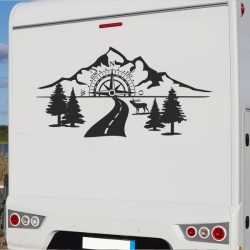 Aufkleber Wohnmobil Wohnwagen Reise Camping Auto Reisemobil Möwe Meer Kompass Globus Strand Palme Urlaub Spruch Familie Zuhause