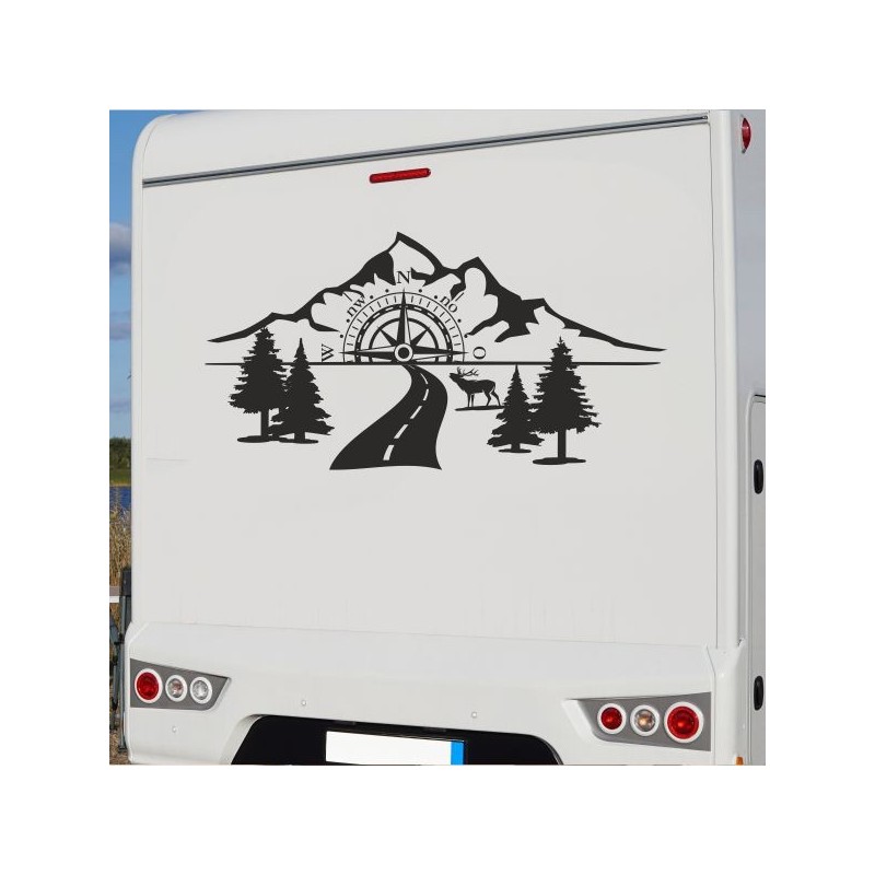 Aufkleber Wohnmobil Wohnwagen Reise Camping Auto Reisemobil Möwe Meer Kompass Globus Strand Palme Urlaub Spruch Familie Zuhause