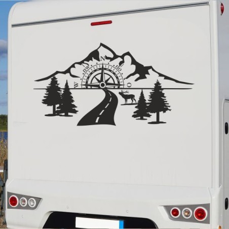 Aufkleber Wohnmobil Wohnwagen Reise Camping Auto Reisemobil Möwe Meer Kompass Globus Strand Palme Urlaub Spruch Familie Zuhause