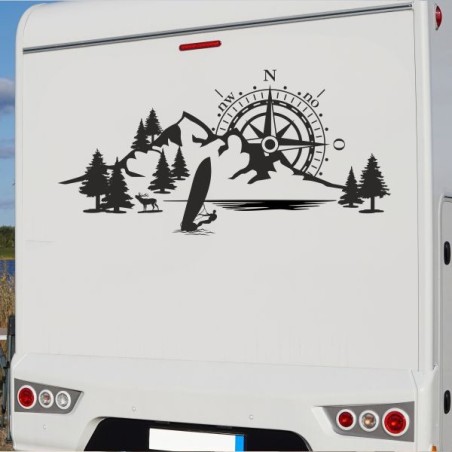 Aufkleber Wohnmobil Wohnwagen Reise Camping Auto Reisemobil Möwe Meer Kompass Globus Strand Palme Urlaub Spruch Familie Zuhause
