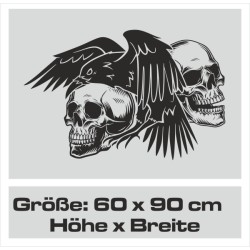 Wandaufkleber Totenkopf Skull Rabe Krähe Schwarzer Vogel Spiel Aufkleber Wand 05