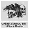 Wandaufkleber Totenkopf Skull Rabe Krähe Schwarzer Vogel Spiel Aufkleber Wand 05